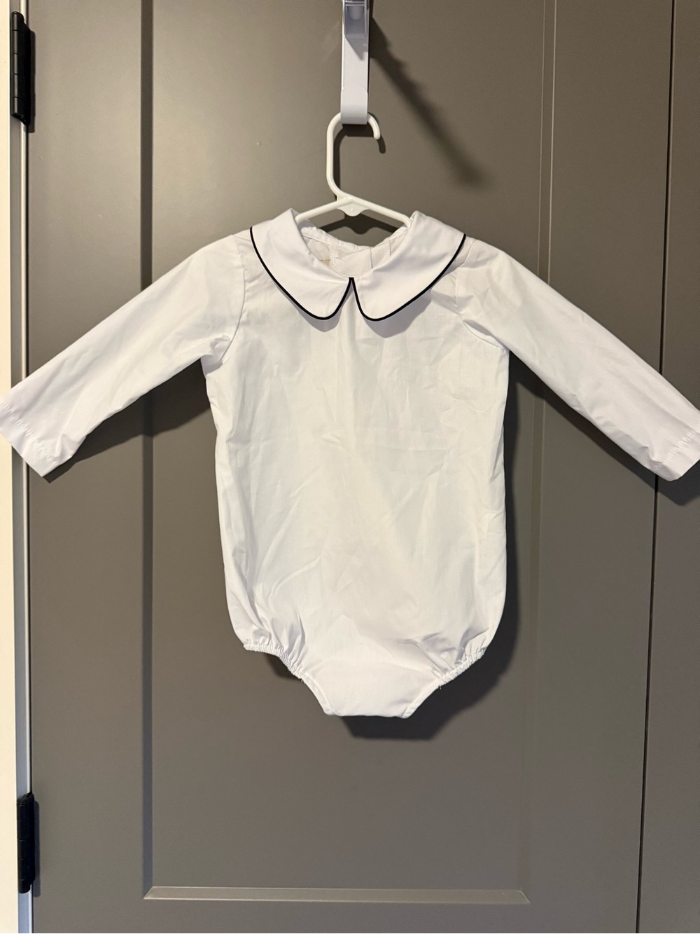 The Beaufort Bonnet Company White One-Piece with Navy-Trim Peter Pan Collar